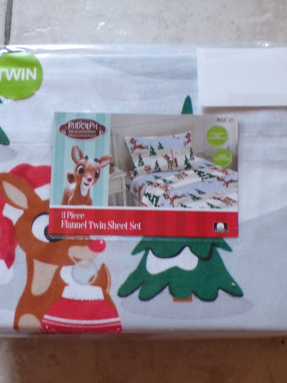RUDOLPH THE RED NOSED REINDEER CHRISTMAS FLANNEL SHEETS 3 PIECE SET TWIN SIZE